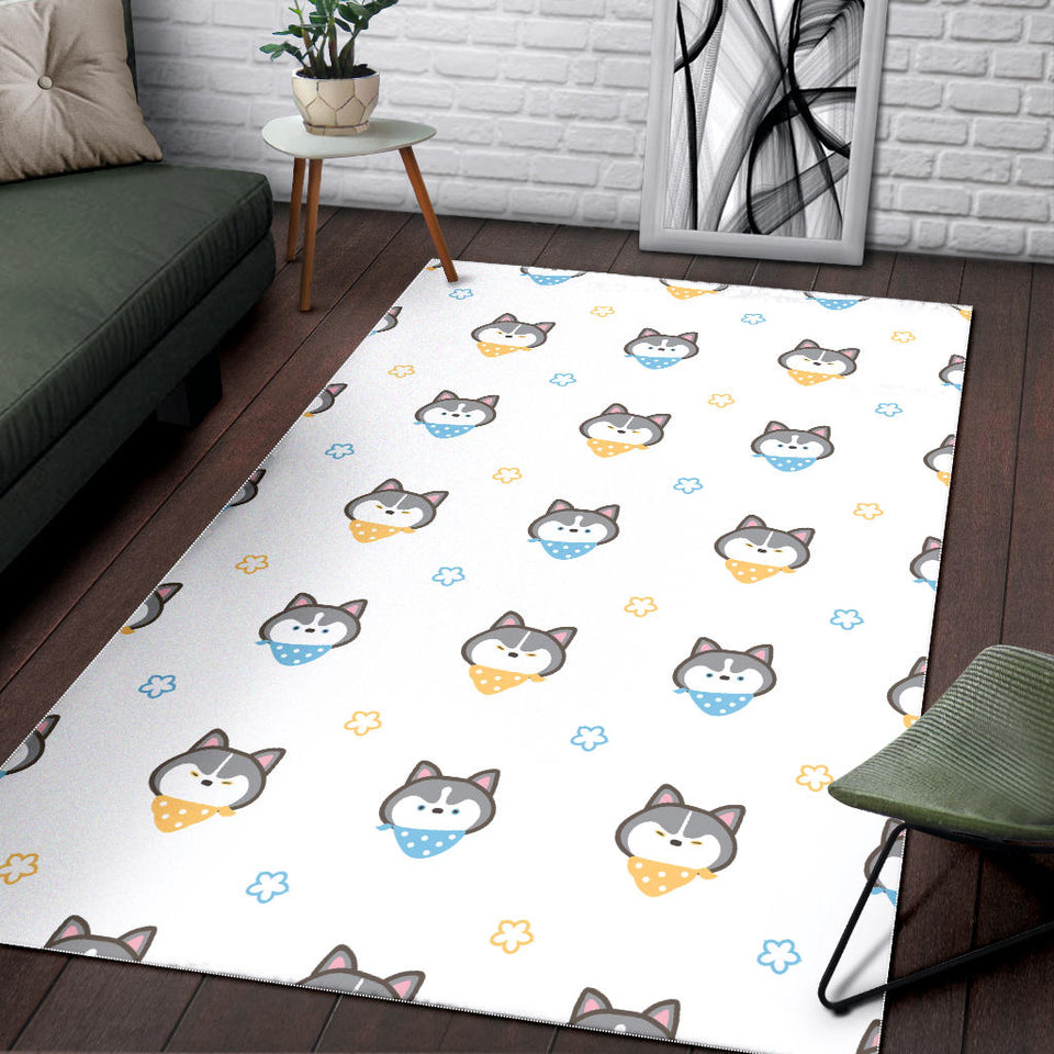 Cute Siberian Husky Pattern Area Rug