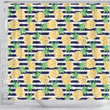 Pineapples Pattern Striped Background Shower Curtain Fulfilled In US