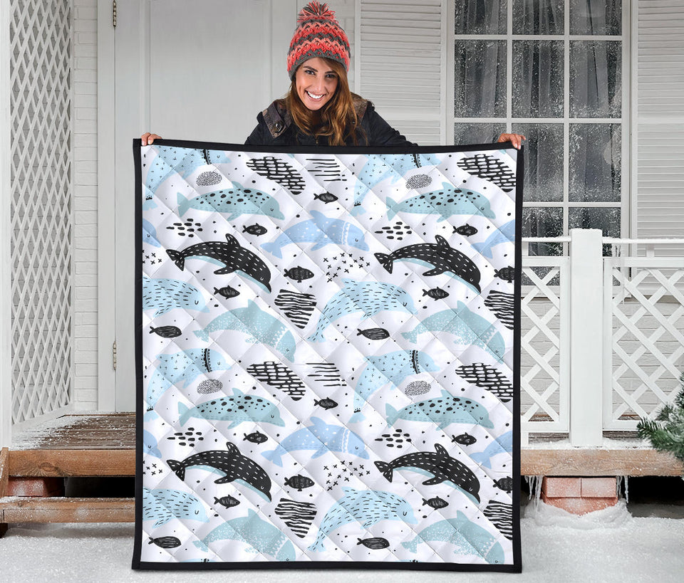 Cute Dolphins Childish Style Pattern Premium Quilt