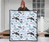 Cute Dolphins Childish Style Pattern Premium Quilt