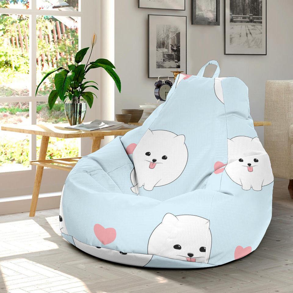White Cute Pomeranian Pattern Bean Bag Cover