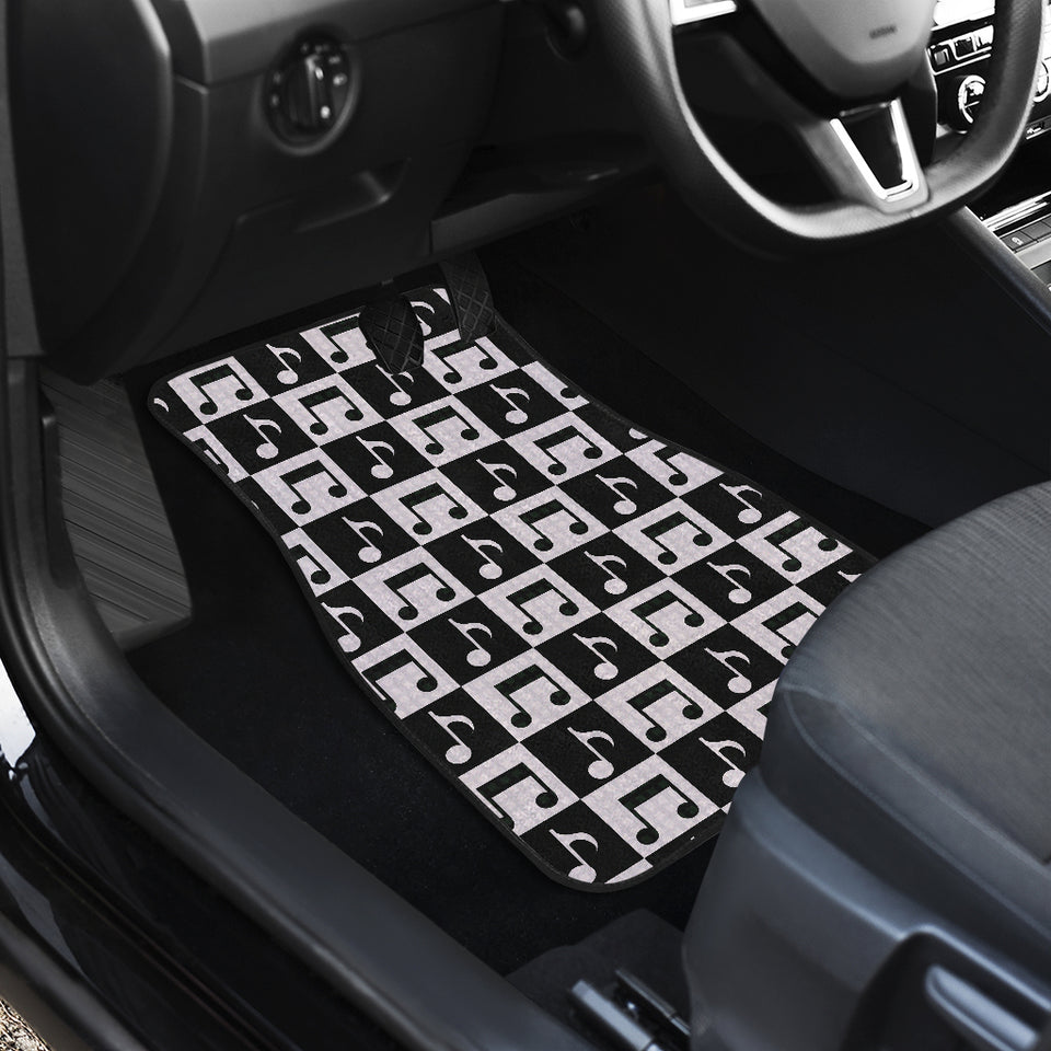 Music Notes Pattern Print Design 01 Front and Back Car Mats