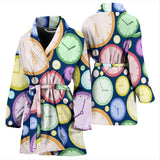 Colorful Clock Background Women'S Bathrobe