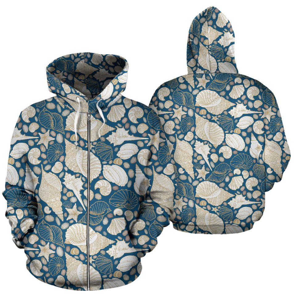 Shell Polynesian Tribal Design Pattern Zip Up Hoodie