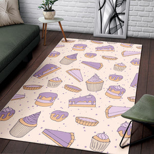 Cakes Pies Tarts Muffins And Eclairs Purple Blueberry Topping Pattern Area Rug