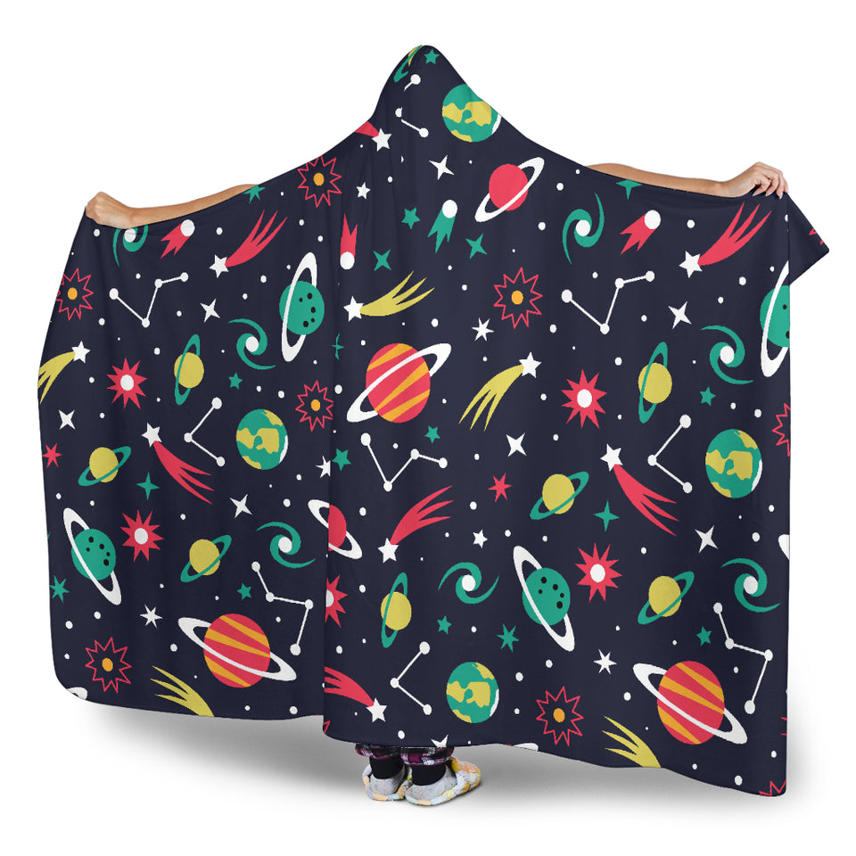 Colorful Space Pattern Planet Star Hooded Blanket