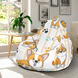 Cute Dog Corgi Striped Background Pattern Bean Bag Cover