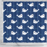 Cute White Baby Sea Lion Seal Pattern Shower Curtain Fulfilled In US