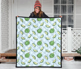 Durian Pattern Blue Background Premium Quilt