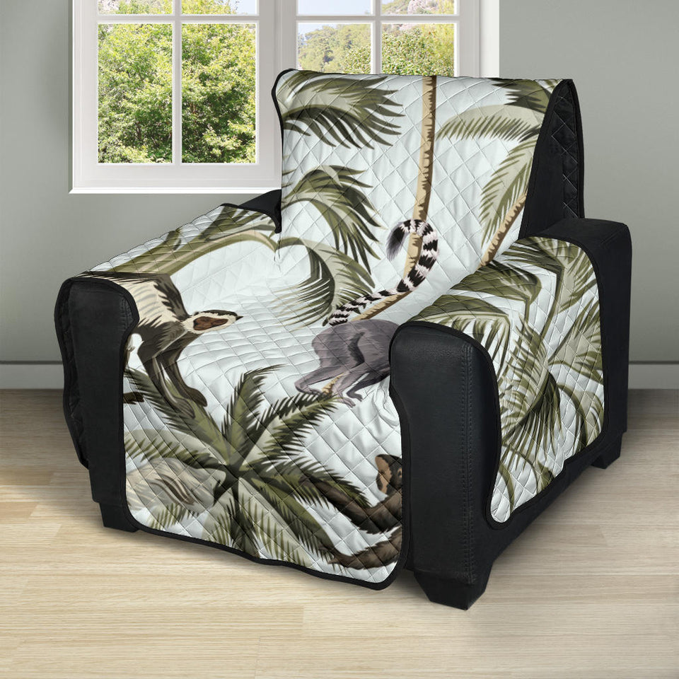 Monkey sloth lemur palm trees pattern Recliner Cover Protector