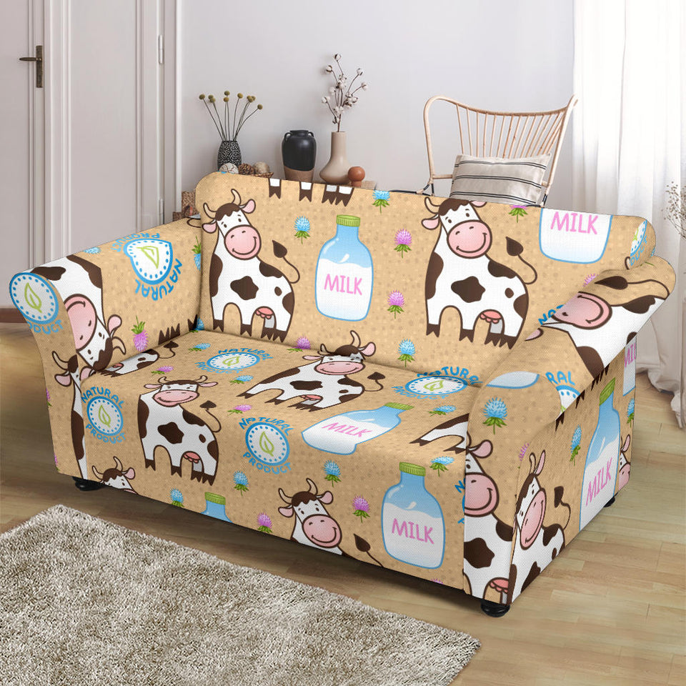Cow Bottle Of Milk Pattern Loveseat Couch Slipcover