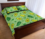 Avocado pattern green background Quilt Bed Set