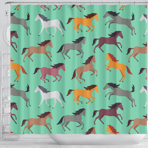 Colorful Horses Pattern Shower Curtain Fulfilled In US