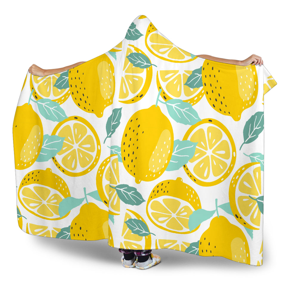 Lemon Design Pattern Hooded Blanket