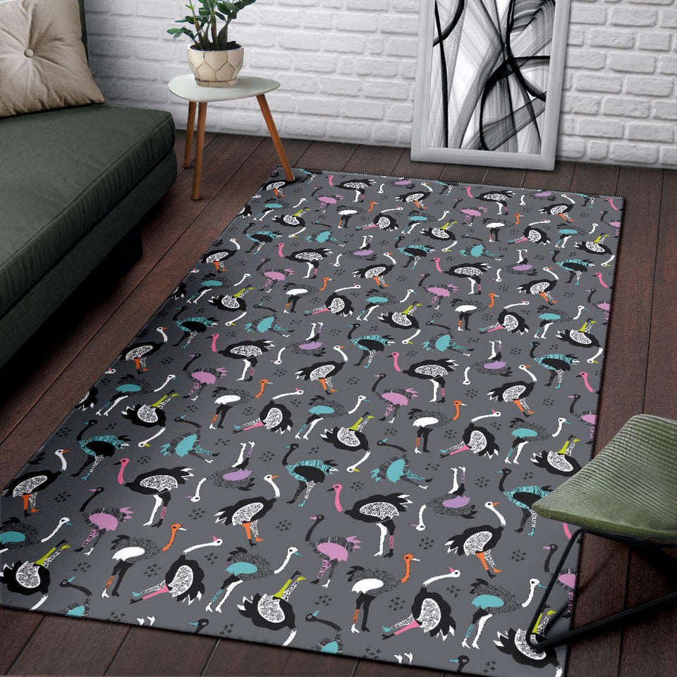 Ostrich Pattern Print Design 01 Area Rug