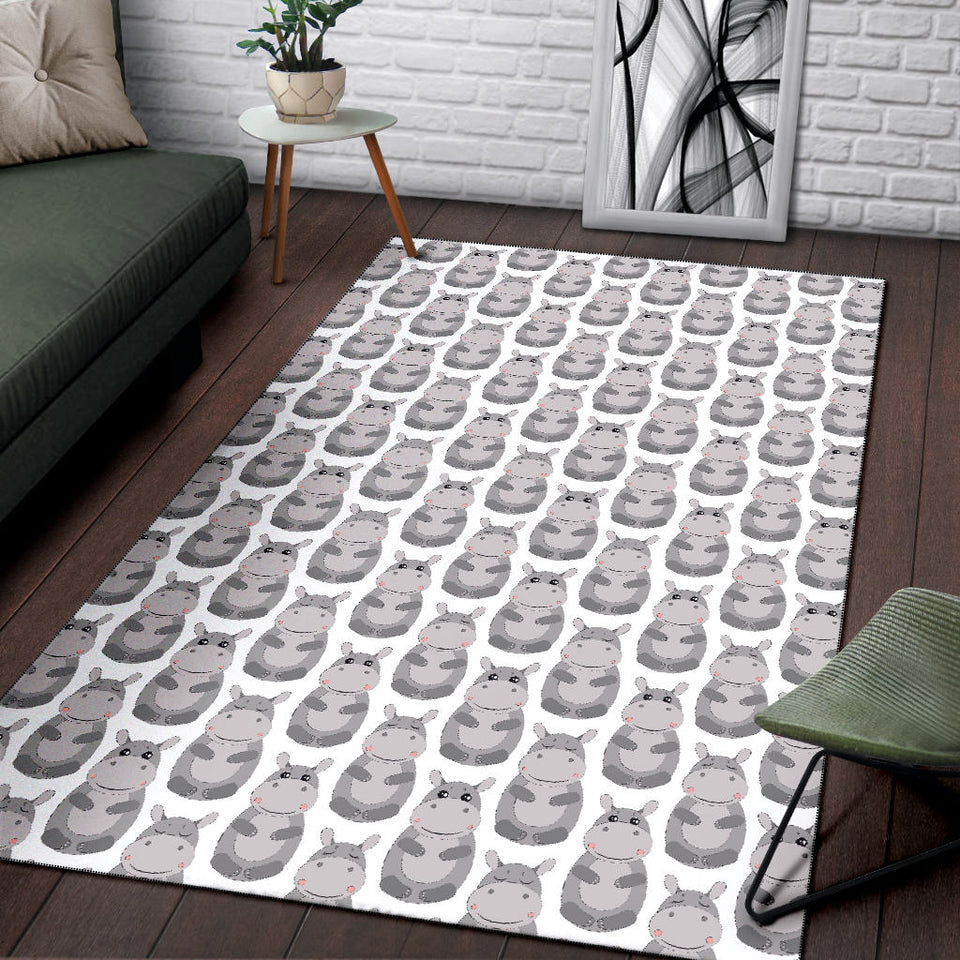 Hippopotamus Pattern Print Design 05 Area Rug