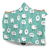 Cute Sheep Green Background Hooded Blanket