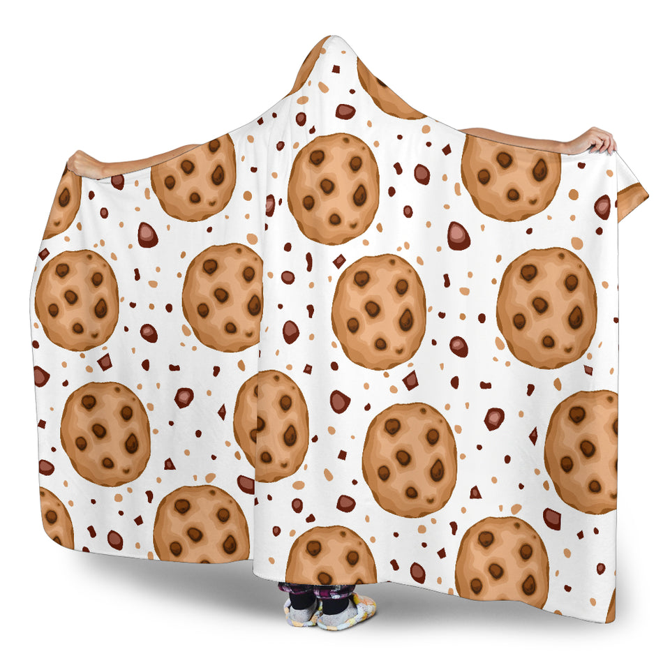 Chocolate Chip Cookie Pattern Hooded Blanket