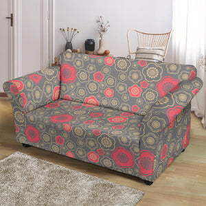 Red Gold Sakura Cherry Blossom Gray Background Loveseat Couch Slipcover