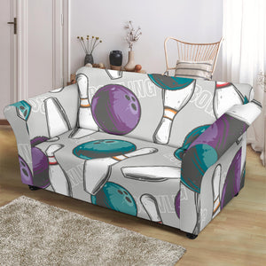 Bowling Ball And Pin Gray Background Loveseat Couch Slipcover