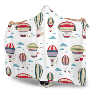 Hot Air Balloon Pattern Hooded Blanket