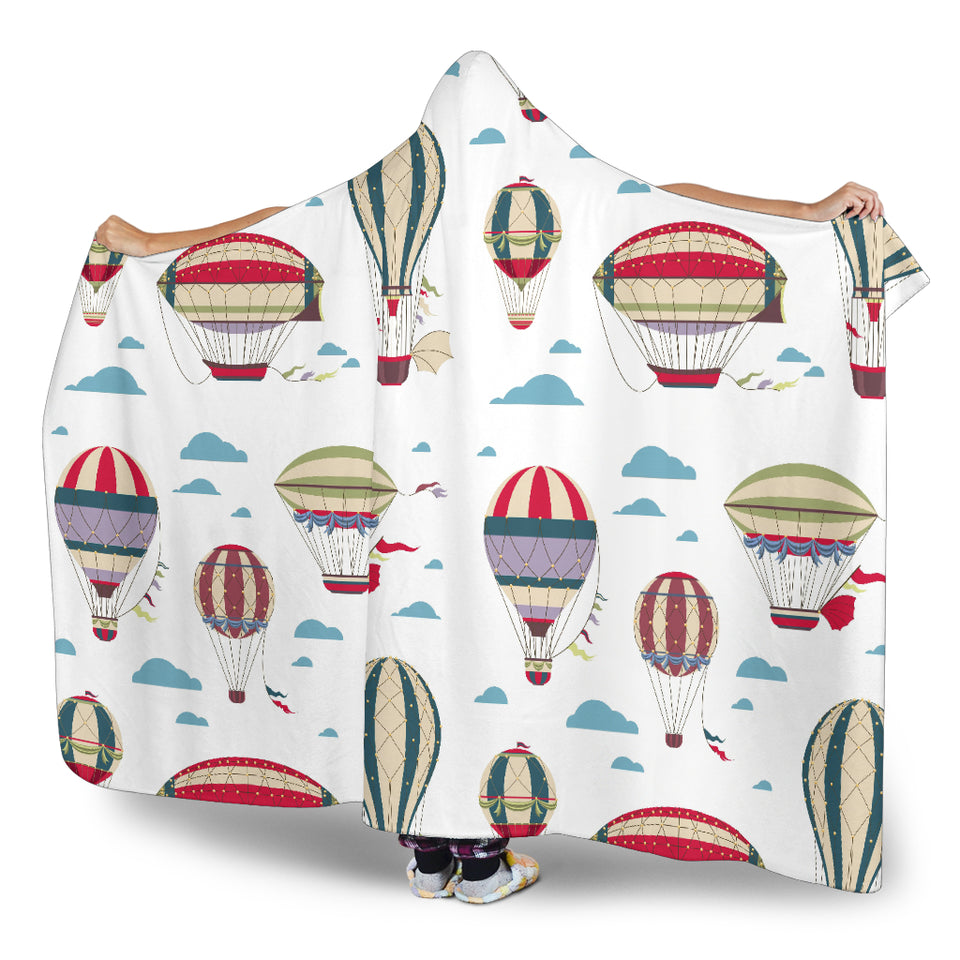 Hot Air Balloon Pattern Hooded Blanket