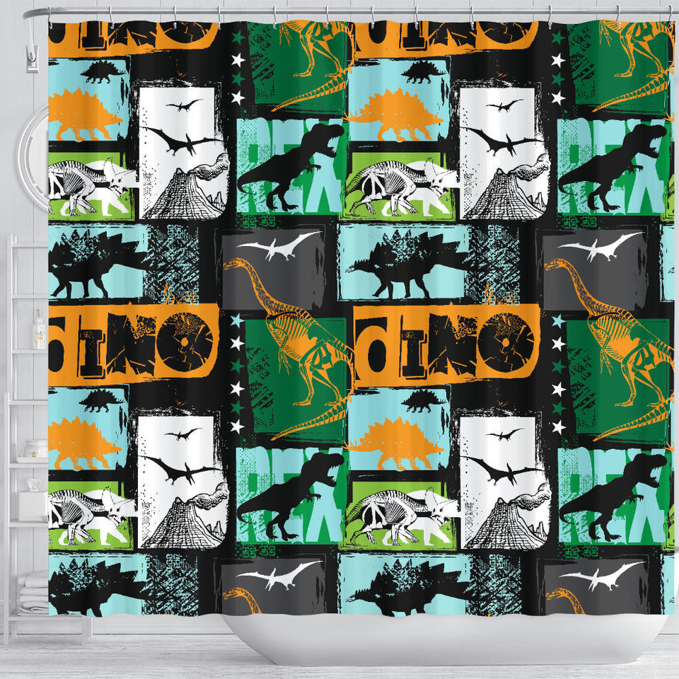 Dinosaurs Print Pattern Shower Curtain Fulfilled In US