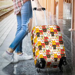 Colorful Maneki Neko Lucky Cat Pattern Luggage Covers