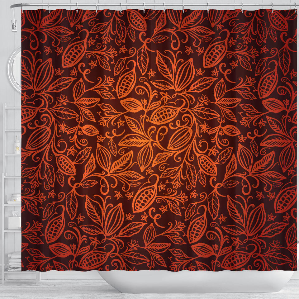 Cocoa Beans Tribal Polynesian Pattern Shower Curtain Fulfilled In US