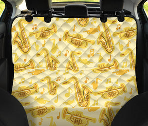 Saxophone Cornet Pattern Yellow Background Dog Car Seat Covers