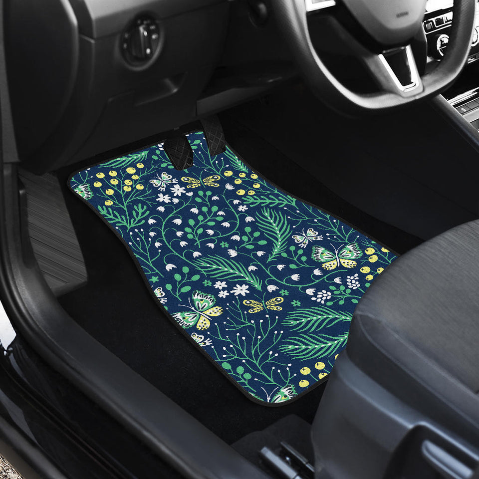 Butterfly Leaves Pattern Front And Back Car Mats