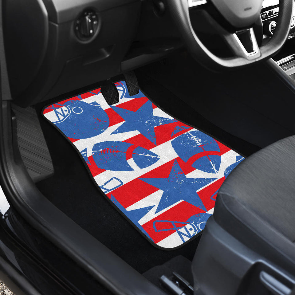 American Football Ball Star Stripes Pattern Front And Back Car Mats