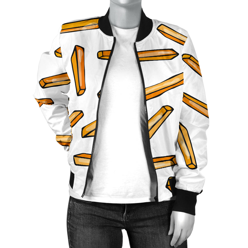 French Fries Potato Pattern Women'S Bomber Jacket