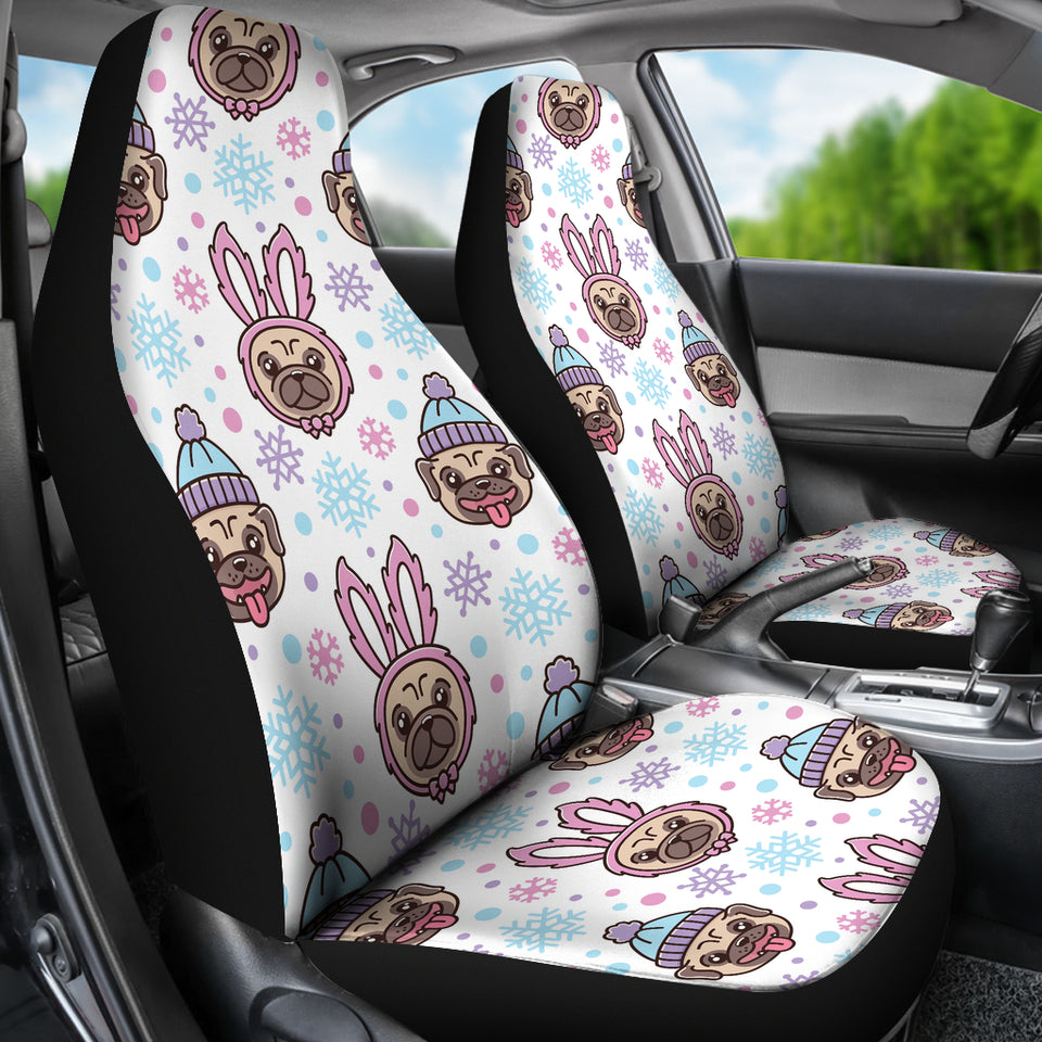 Cute Pug Hat Rabbit Costume Pattern  Universal Fit Car Seat Covers