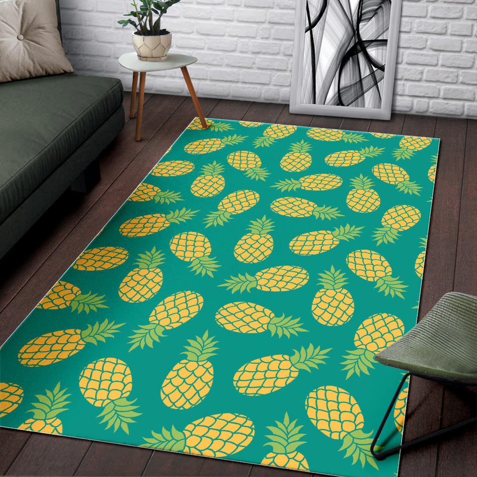 Pineapples Pattern Green Background Area Rug
