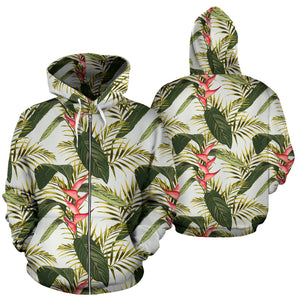 Heliconia Pattern Zip Up Hoodie