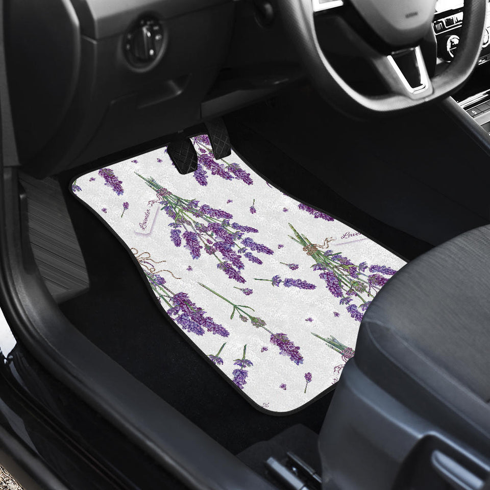 Lavender Flower Design Pattern Front And Back Car Mats