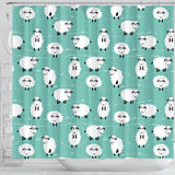 Cute Sheep Green Background Shower Curtain Fulfilled In US