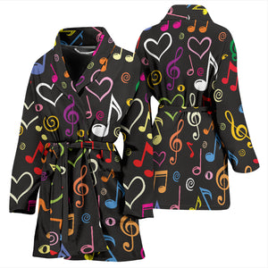 Music Notes Pattern Print Design 02 Women's Bathrobe