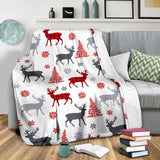 Deer Tree Snowflakes Chrismas Pattern Premium Blanket