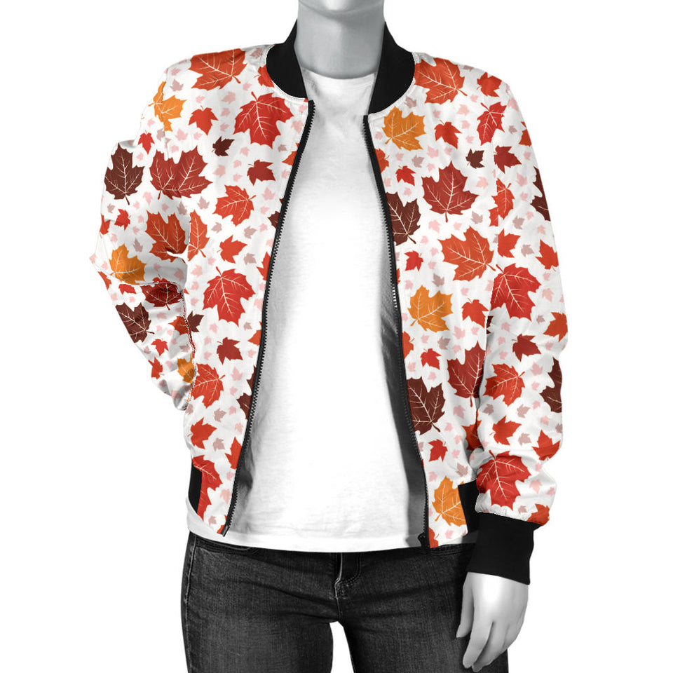Colorful Maple Leaf Pattern Women'S Bomber Jacket