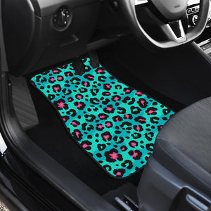 Green Leopard Skin Print Pattern Front Car Mats