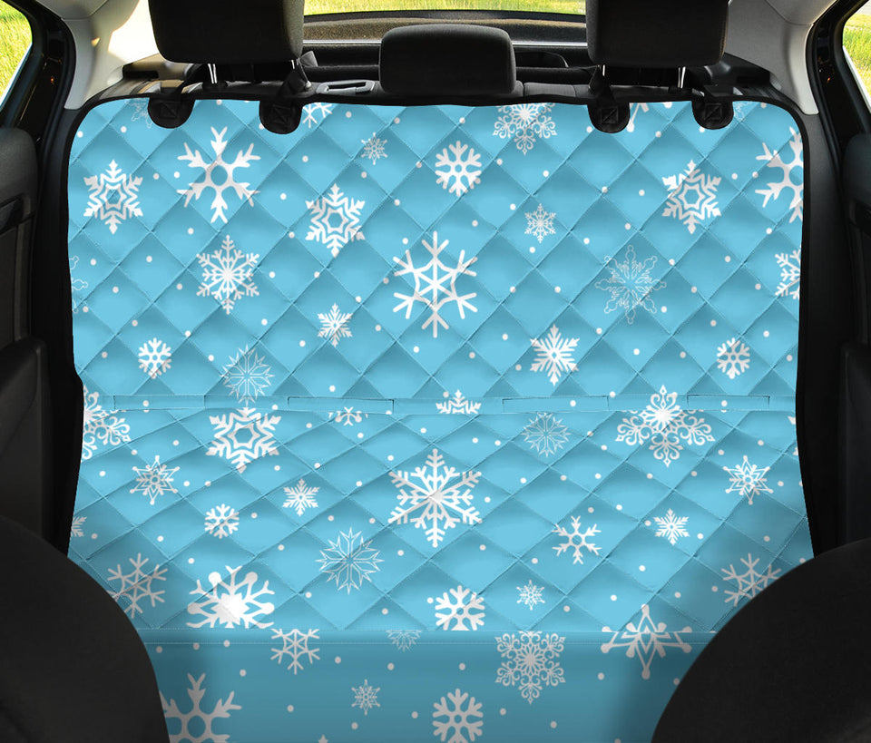 Snowflake Pattern Blue Background Dog Car Seat Covers