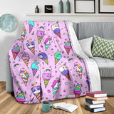 Cute Ice Cream Cone Animal Pattern Premium Blanket