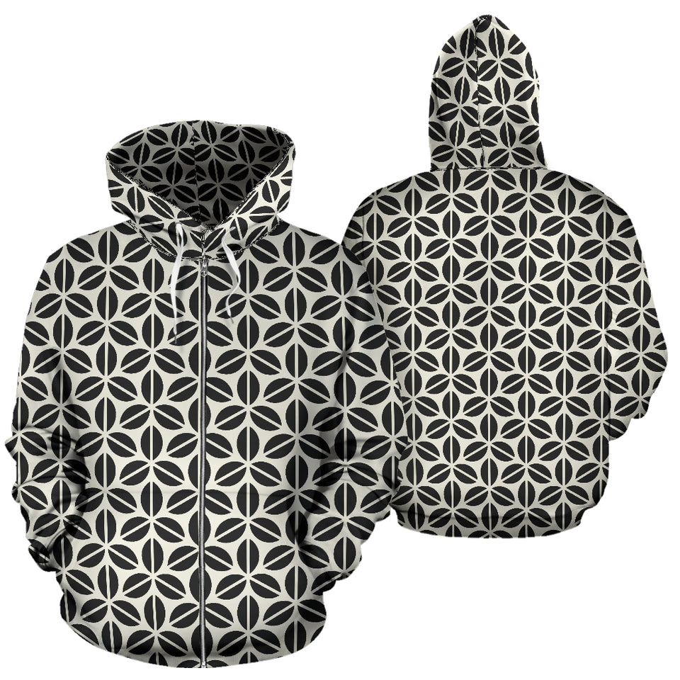 Coffee Bean Abstract Modern Pattern Zip Up Hoodie