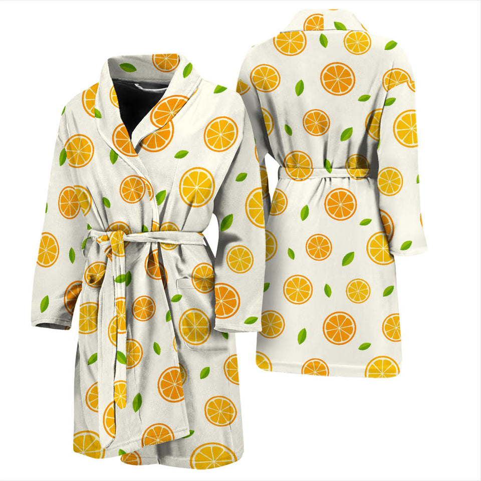 Oranges Leaves Pattern Men'S Bathrobe