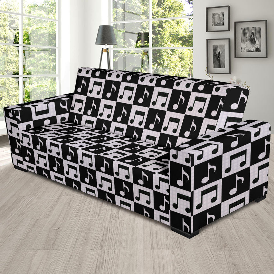 Music Notes Pattern Print Design 01 Sofa Slipcover