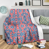 Eiffel Tower Pattern Print Design 02 Premium Blanket