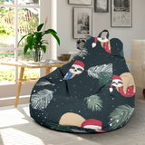 Cute Sloths Sleeping Christmas Ball Santa Hat Pattern Bean Bag Cover