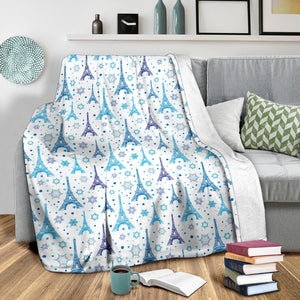 Eiffel Tower Pattern Print Design 01 Premium Blanket